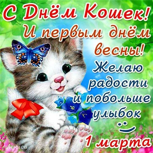 Картинки открытки С днем кошек и первым днем весны красивые бесплатно